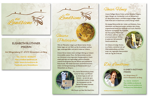 Visitenkarte und Flyer für die Landbiene * Imkerin